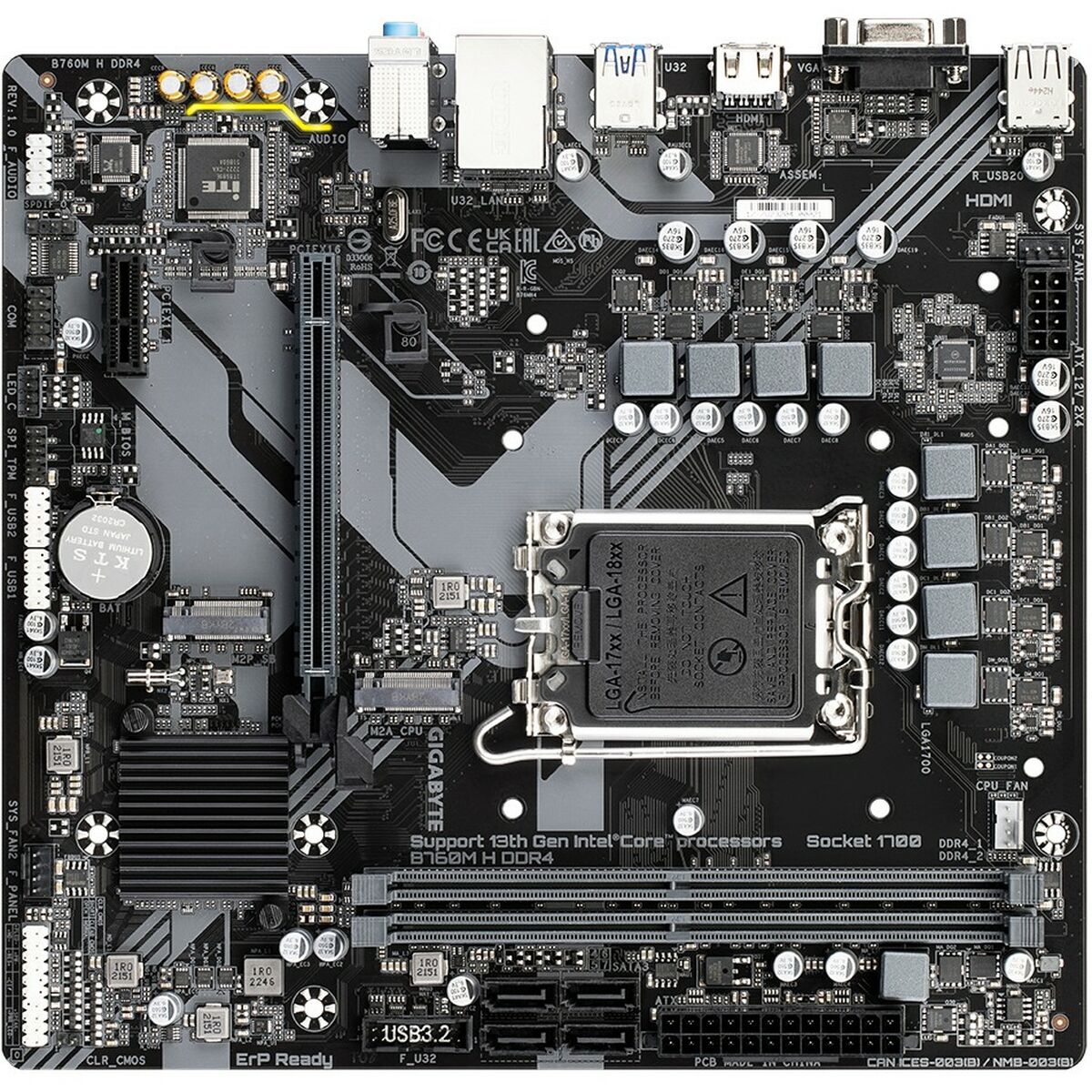 Placa Mãe Gigabyte B760M H 1700 MATX INTEL B760 EXPRESS LGA 1700